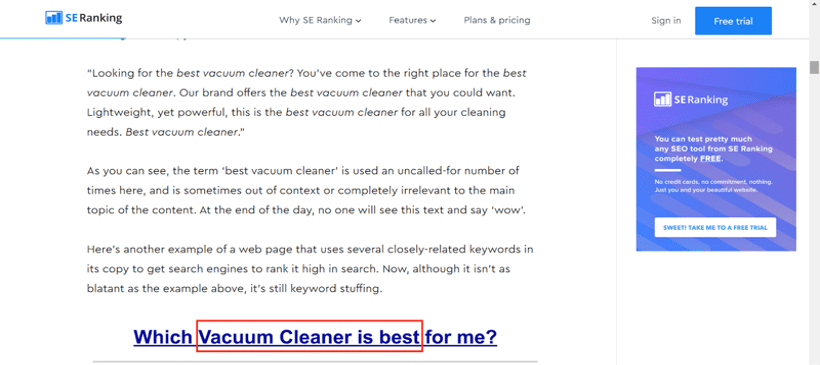 Poorly written SEO content