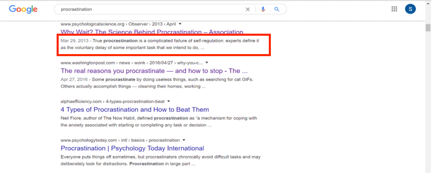 Example of meta description