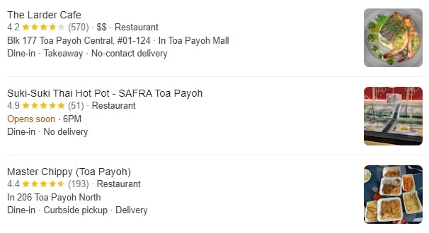 Restaurant near toa payoh
