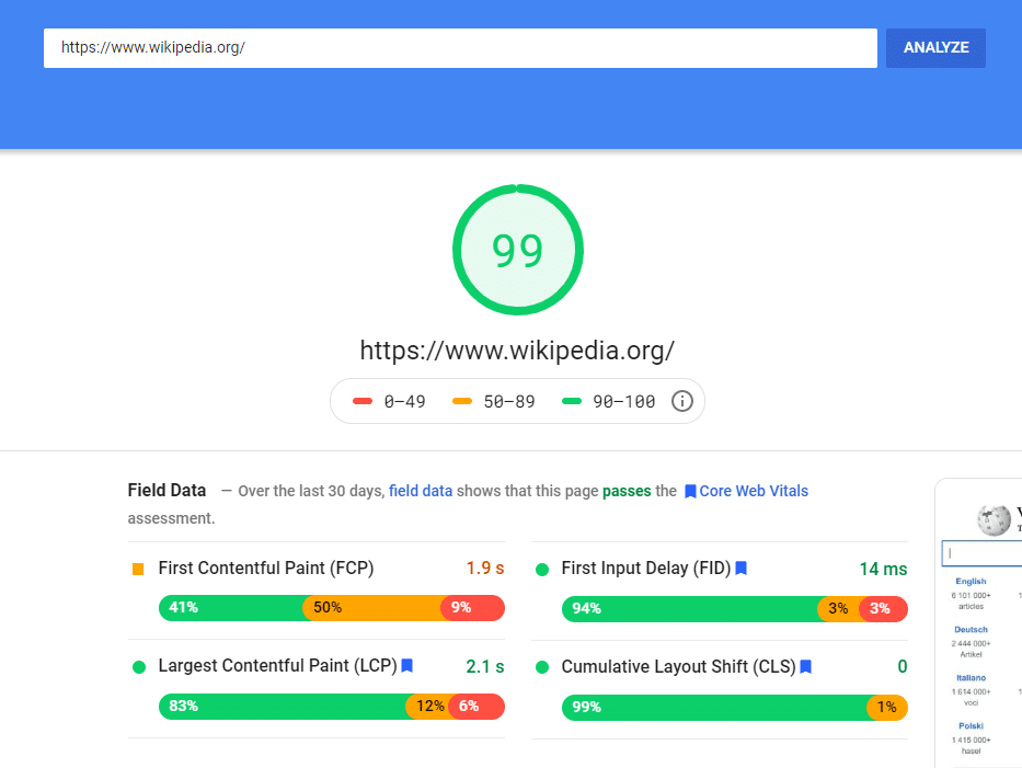 Google pagespeed insight