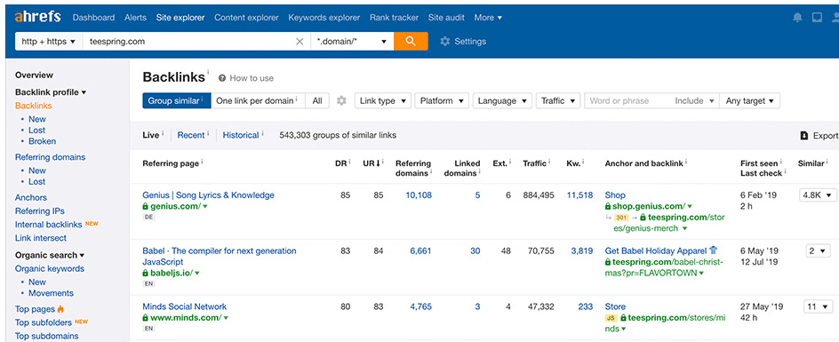 Ahrefs Site Explorer