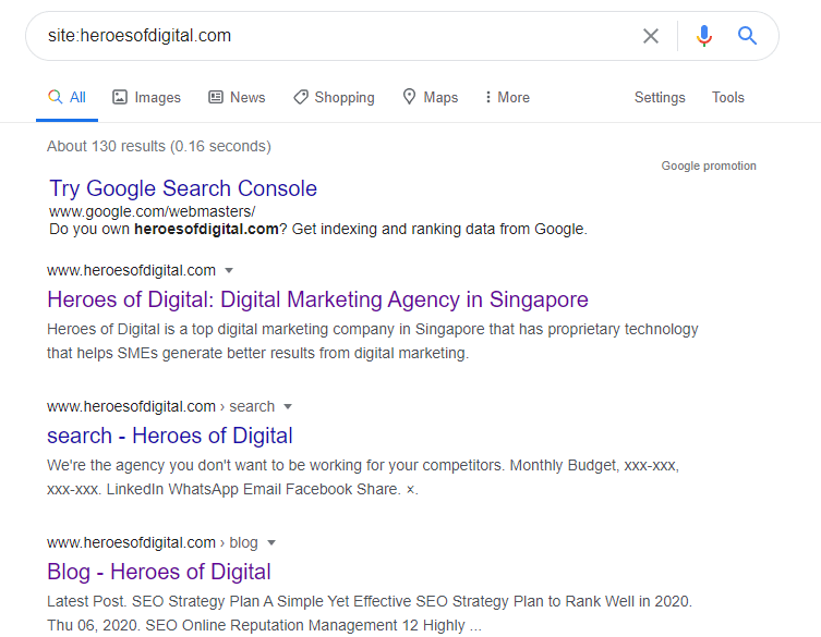 Indexing websites