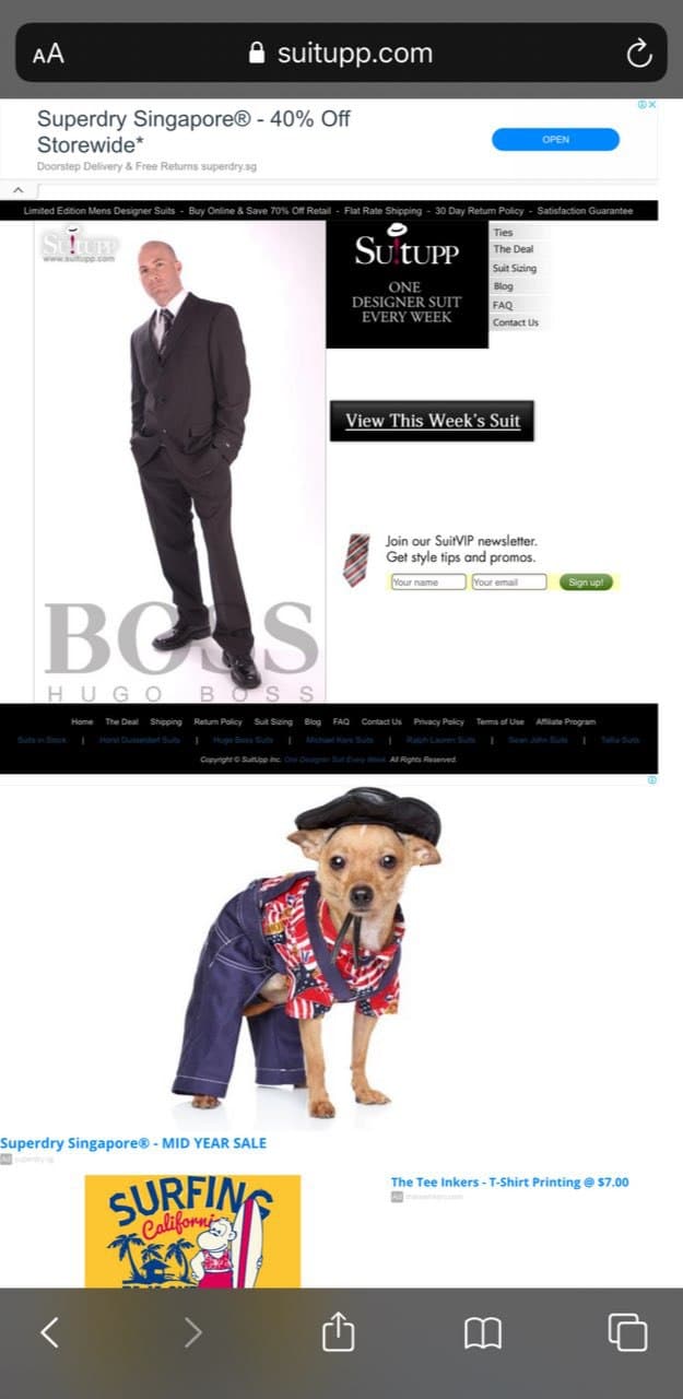 Non Mobile SEO optimised page