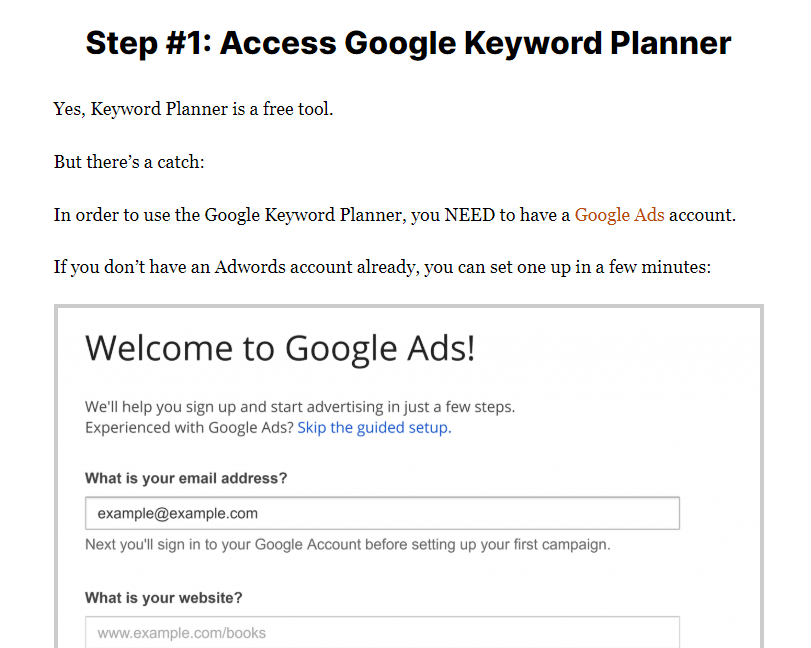 Backlinko how to use google keyword planner
