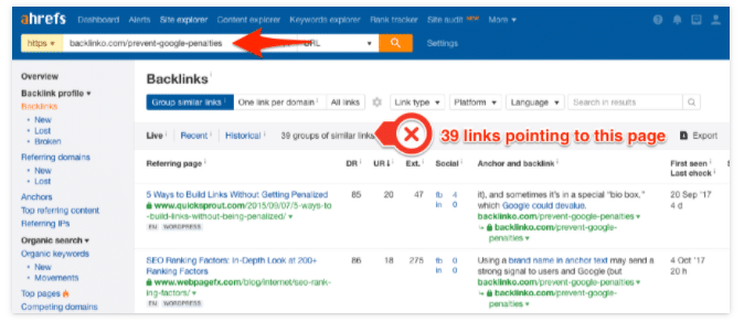 Ahrefs site explorer