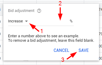 Saving bid adjustment