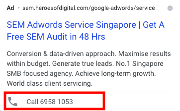 Google Ads Call Extension