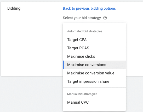 smart bidding strategy maximise conversions