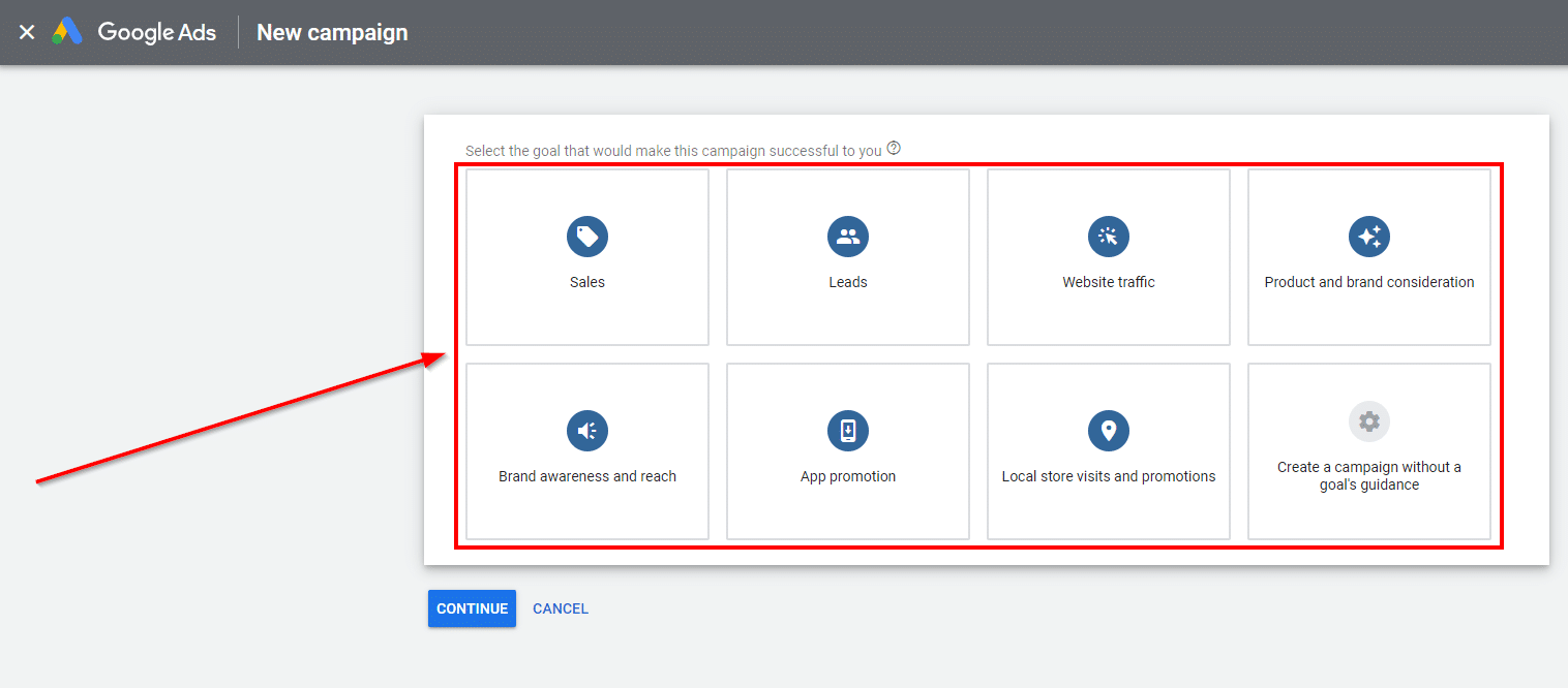 Setting up google display campaign goal