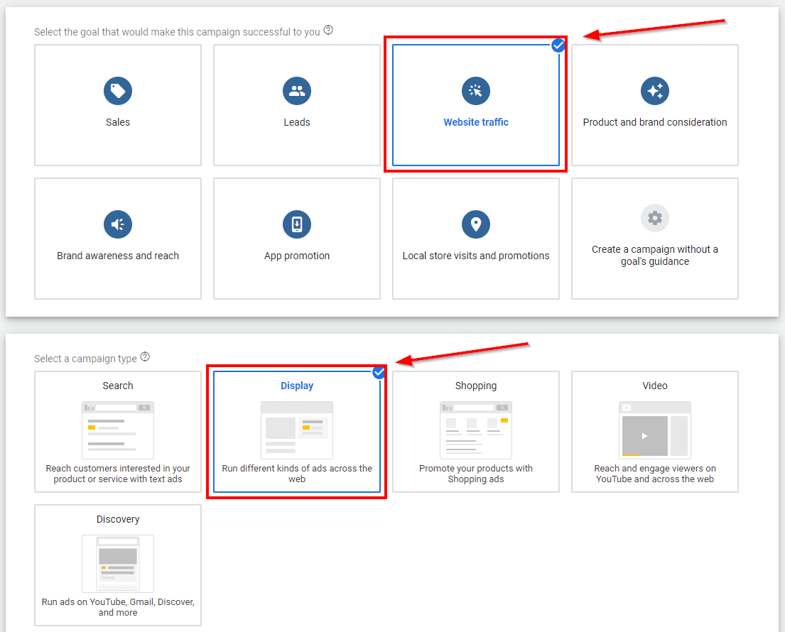 How to select display campaign goal