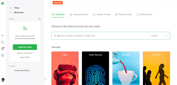 feedly dashboard