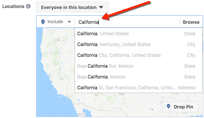 location based targeting option