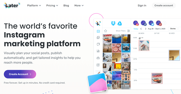 social media scheduling tools from later.com