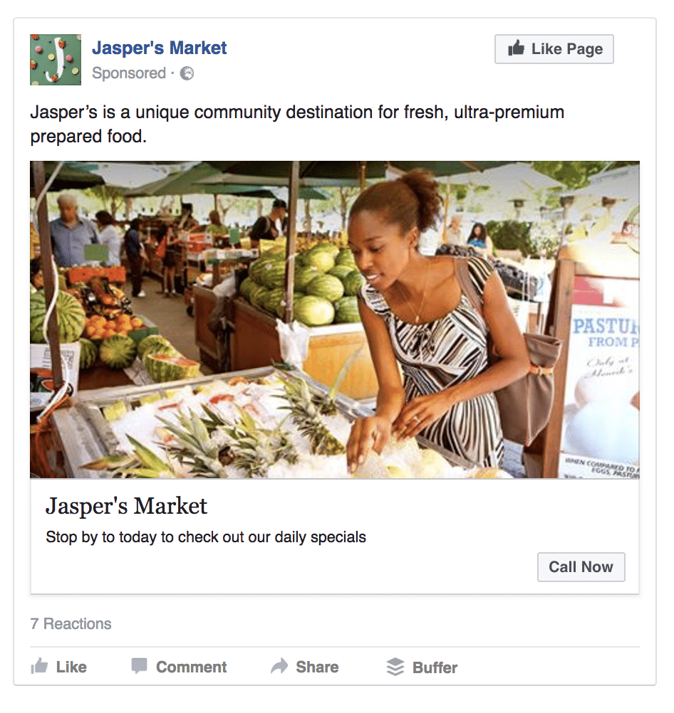 facebook page like ad