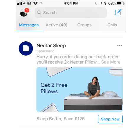 facebook messenger ad specs