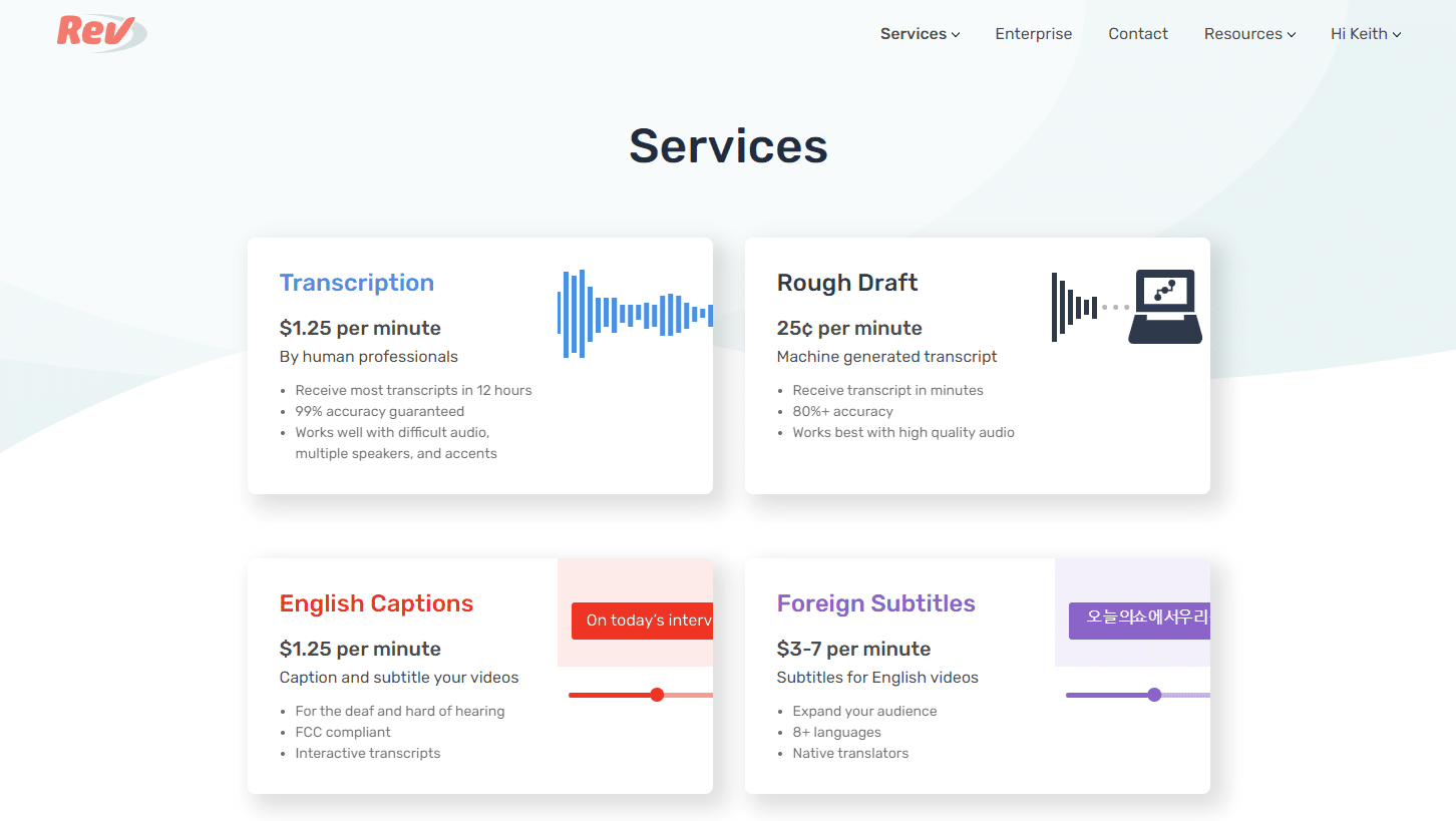 rev audio transcribing tool
