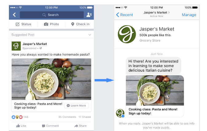 facebook sponsored message ad