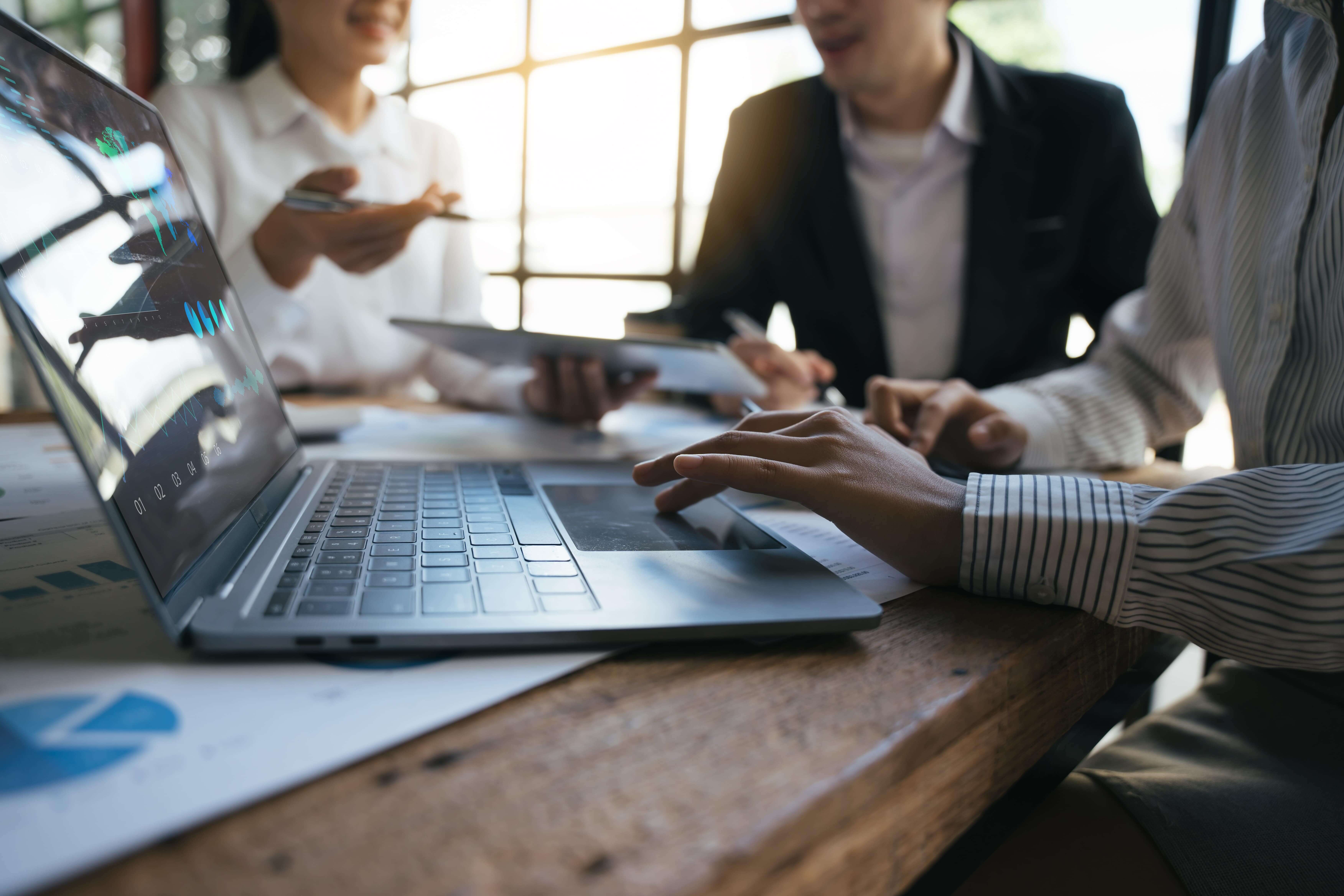 Team of business investment consultant analyzing