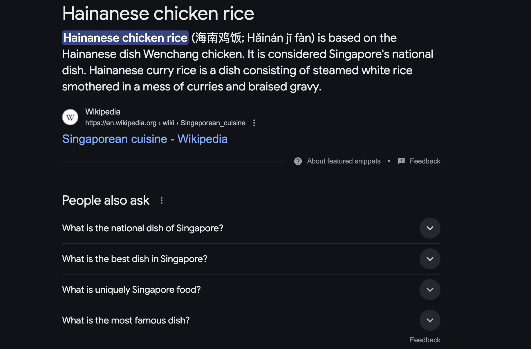 Example of Featured Snippets on SERP